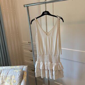 Amanda Uprichard Ruffle Tiered Mini Dress in Ivory (Size S)